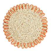 Corn husk placemat with an orange rim