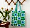 Shopping Bag - Blue And Green Daisy