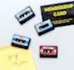 Four mini cassette tape magnets in different colour
