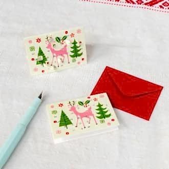 50s Christmas miniature advent calendar cards with pen and envelope