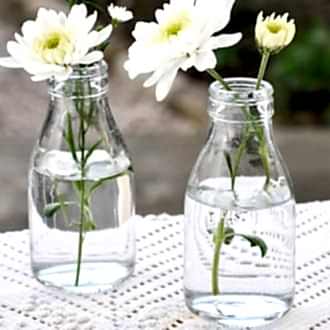 School Milk Bottle Vase - Wild Flowers