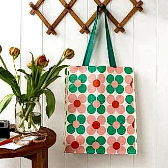 Shopping Bag - Pink And Green Daisy