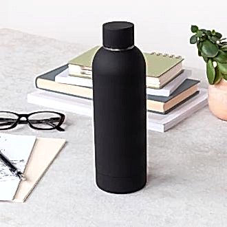 Rubber coated steel bottle 500ml - Black