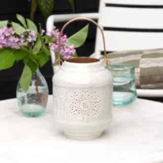 Enamel tealight lantern - Light grey