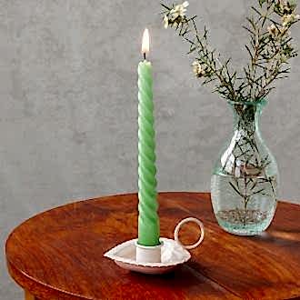 Enamel heart-shaped candle holder - Pink