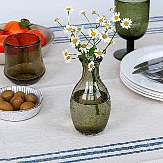 Hand blown bubble glass vase - Olive green