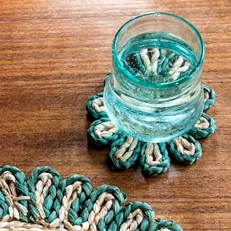 Corn husk coaster - Blue