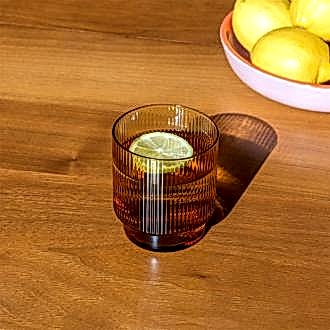 Ribbed glass tumbler 325ml - Amber