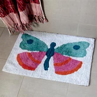 Tufted cotton bath mat - Butterfly