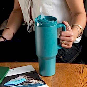 Travel tumbler with handle (1.2Ltr) - Petrol blue