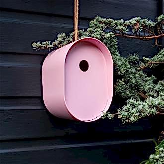 Oval bamboo fibre birdhouse - Pink