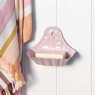 Wall-mounted enamel soap dish - Pink