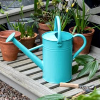 Galvanised steel watering can 4.5L - Aqua