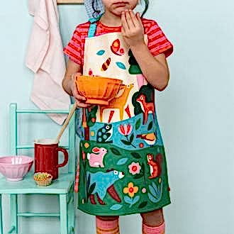 Wipeable cotton children's apron - Woodland
