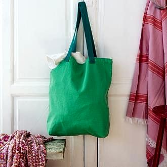 Two-tone cotton tote bag - Green