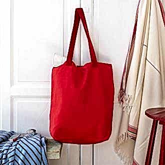 Two-tone cotton tote bag - Red