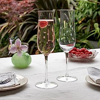 Etched star champagne glasses (set of 2) - Clear