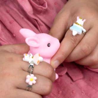 Cute rings (set of 3) - Bunny, cat and flower
