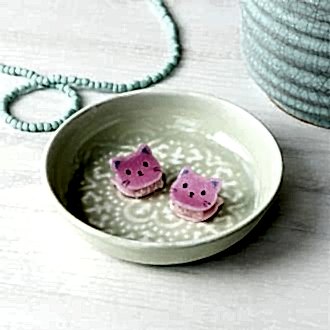 Mini hair claw clips (set of 2) - Pink cats