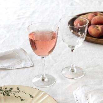 Etched star wine glasses 250ml (set of 2) - Clear