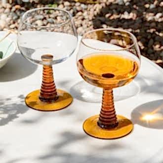 Retro roemer glasses 350ml (set of 2) - Amber