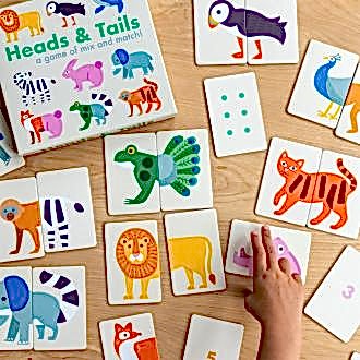 Heads & tails game featuring various animal cards