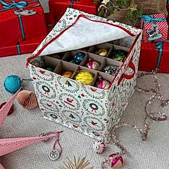 robin christmas decoration bag filled with baubles 