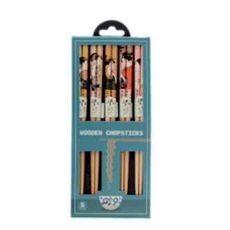 Boxed set of five Japanese-style wooden chopsticks 