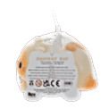 Squidgy stress cat in its packaging with tag showing safey warnings and barcode