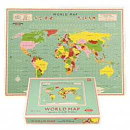 Completed World Map puzzle with box