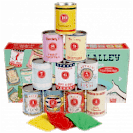 Traditional tin can alley game set up ready to play with box