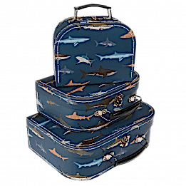 Set of 3 Sharks design cardboard storage cases stacked