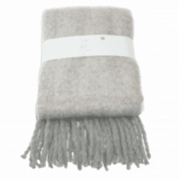Woven Blanket With Tassels - Light Grey