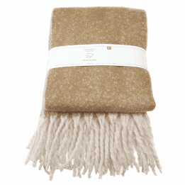 Woven Blanket With Tassels - Mustard