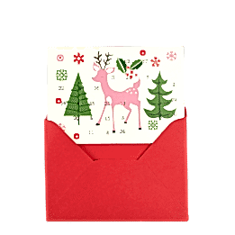 50s Christmas miniature advent calendar card partially inside envelope