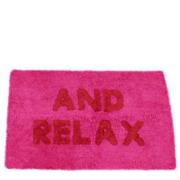 Pink "And Relax" Tufted Cotton Bath Mat