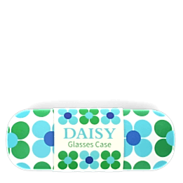 Glasses case & cleaning cloth - Blue and green Daisy