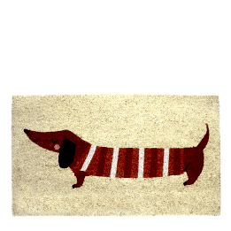 coir doormat sausage dog print