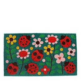 coir doormat ladybird print