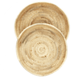 Round water hyacinth trays (set of 2)