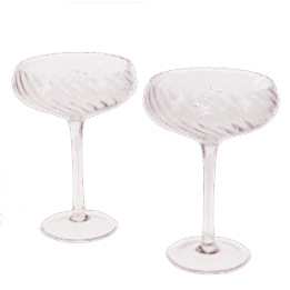 Scalloped coupe cocktail glasses 250ml (set of 2) - Pink