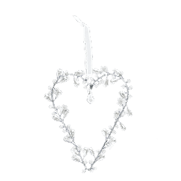 Handmade beaded heart decoration (9x12cm) - White