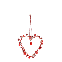 Handmade beaded heart decoration (7x7cm) - Red
