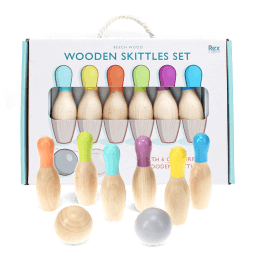 Wooden skittles set
