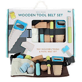 Wooden tools and tool belt playset