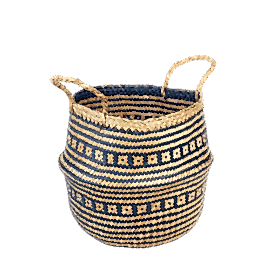 Small seagrass belly basket - Navy blue