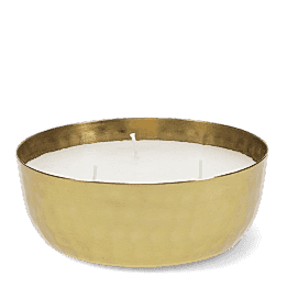 3-wick scented candle bowl - Gold tone hammered metal