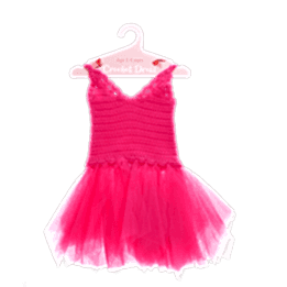 Crochet dress (3-4 years) - Bright pink