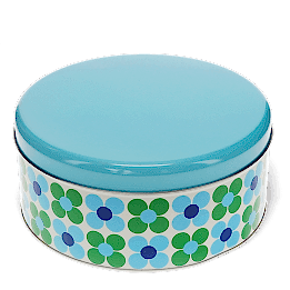 Cake storage tin - Blue and green Daisy