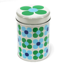Canister storage tin - Blue and green Daisy